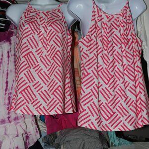 Jade Melody Tam White/Hot Pink Line Art Tank Top